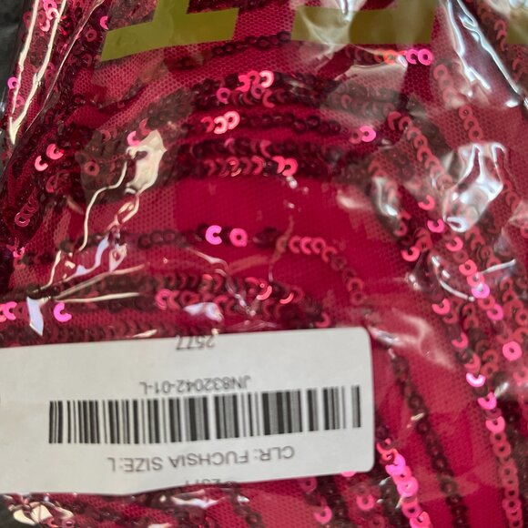 Lulus Minuet Kiara Rhinestone Strap Sequin Fuchsia Maxi Gown with Slit Large NWT - Picture 5 of 6